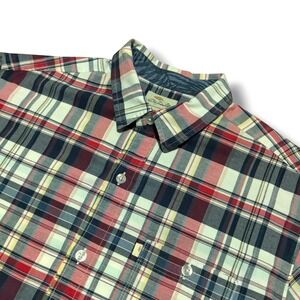 Bob Timberlake Men Red White Plaid Short Sleeve Button Front Shirt Size XL